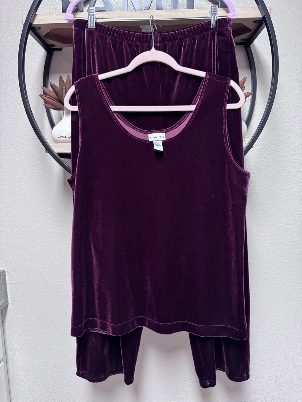 Chico's Velvet Tank and Pull-On Pants in Wine